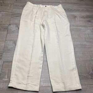 Ping Golf Pants Mens 40x30 Cream Beach Pleated Rayon Blend Cuffed Trousers Wide